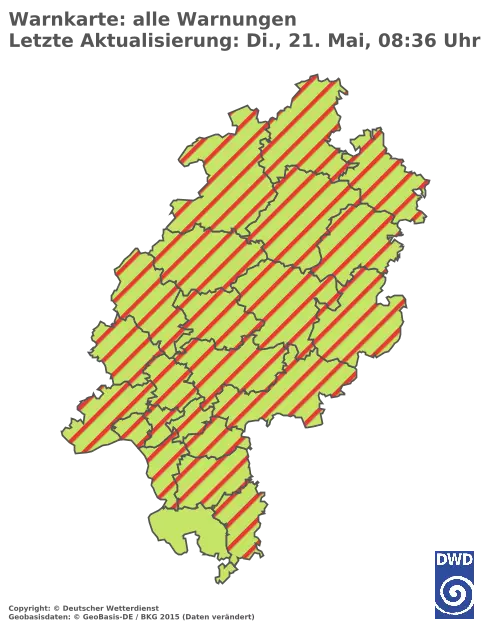 Aktuelle Wetterwarnungen für  Bergstraße